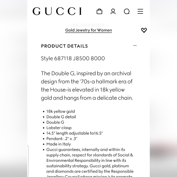 Gucci Running G 18k Gold Necklace with Topaz - Picture 9 of 9